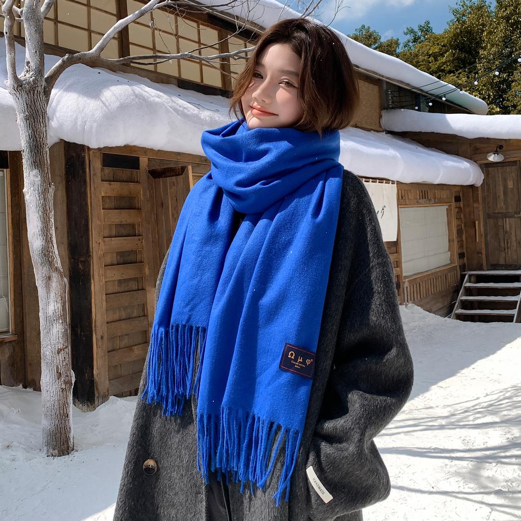 New imitation cashmere red solid color scarf women's autumn and winter Korean version versatile warm atmosphere shawl scarf