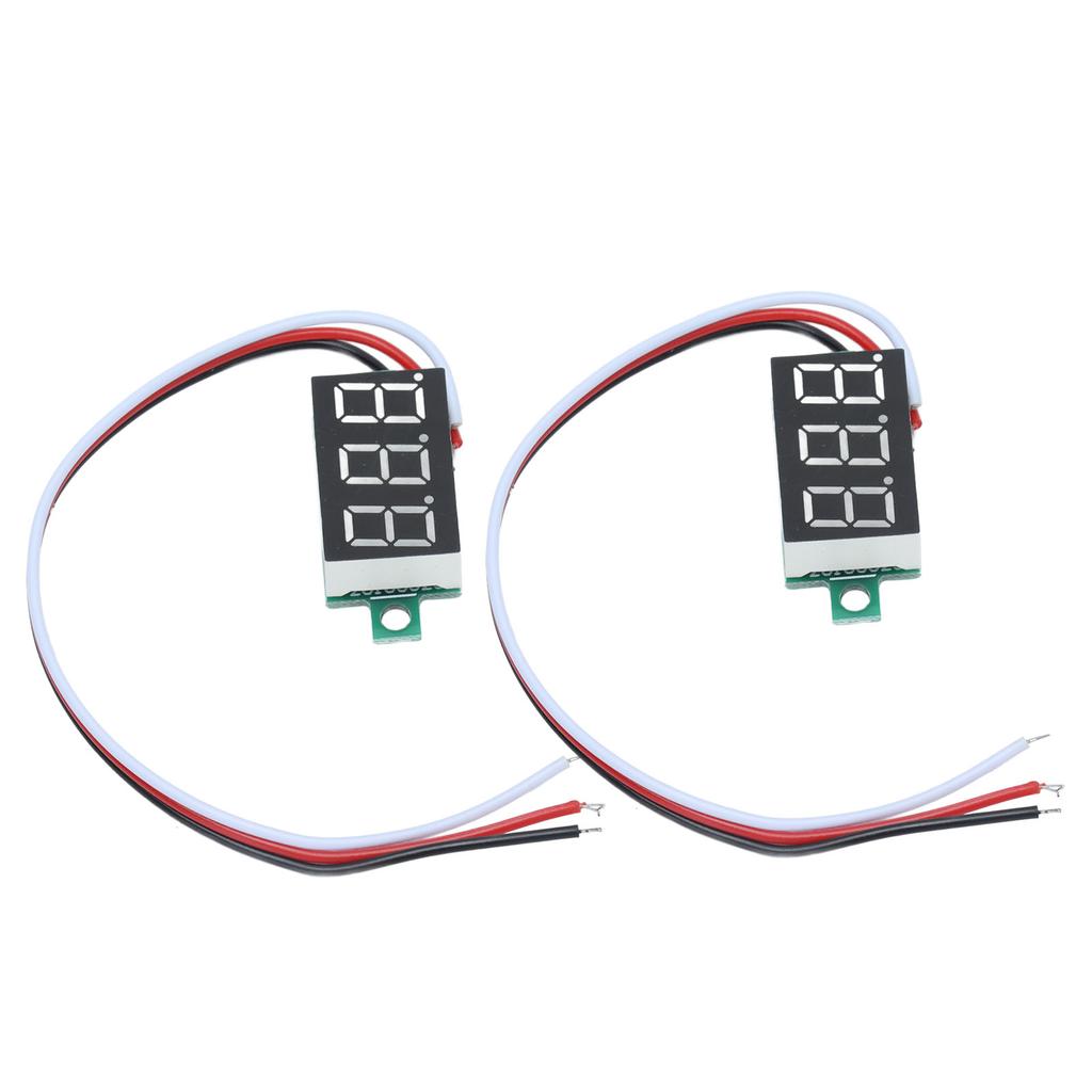 2Pcs Mini Digital Voltmeter 3 Wire DC Voltage Tester 0.36in LED 0.00V‑30.0V Reverse Connection Protection