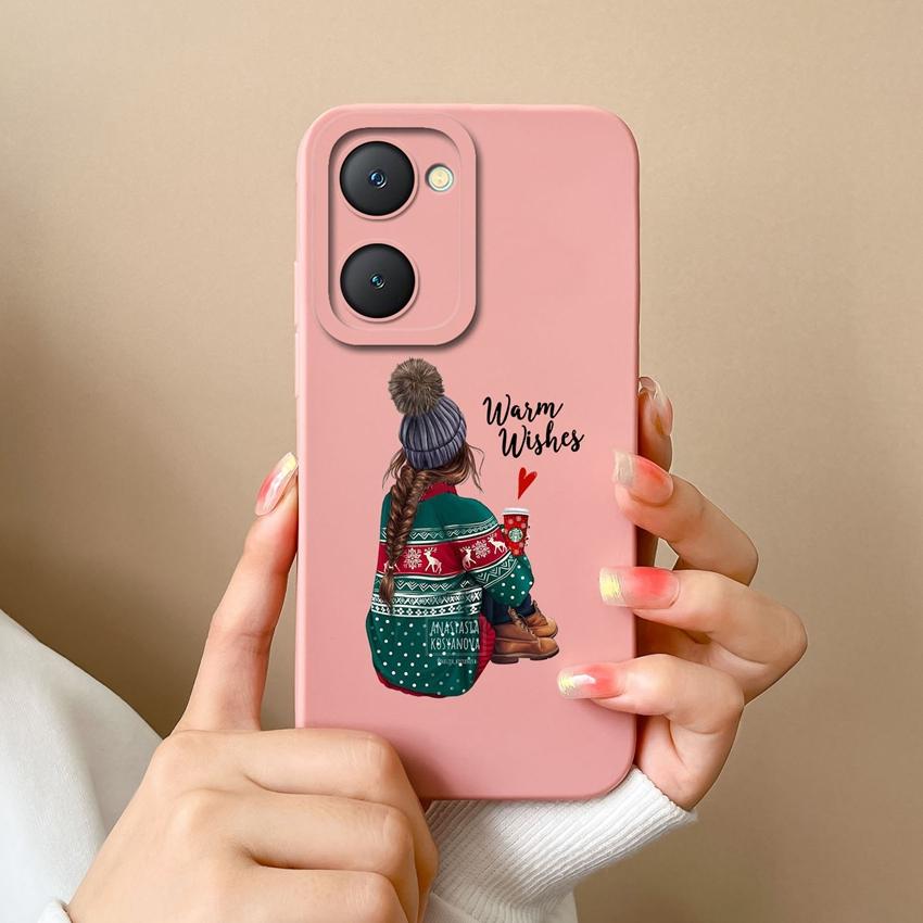 Новый чехол для Vivo iQOO U5x Z9 Lite Y400 Pro Y03t Y02t Y18i Y18t Милый чехол для телефона для девочки Защитная пленка для экрана Жидкий силикон Пылезащитный чехол для корпуса Vivo