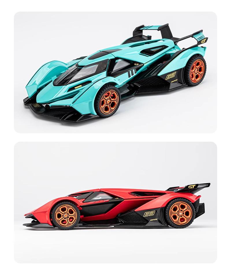 1/32 Lamborghini V12 Vision GT Gran Turismo Суперкар Сплав Модель Машины Литой Звук и Свет Игрушки Детский Транспорт Подарки для Детей