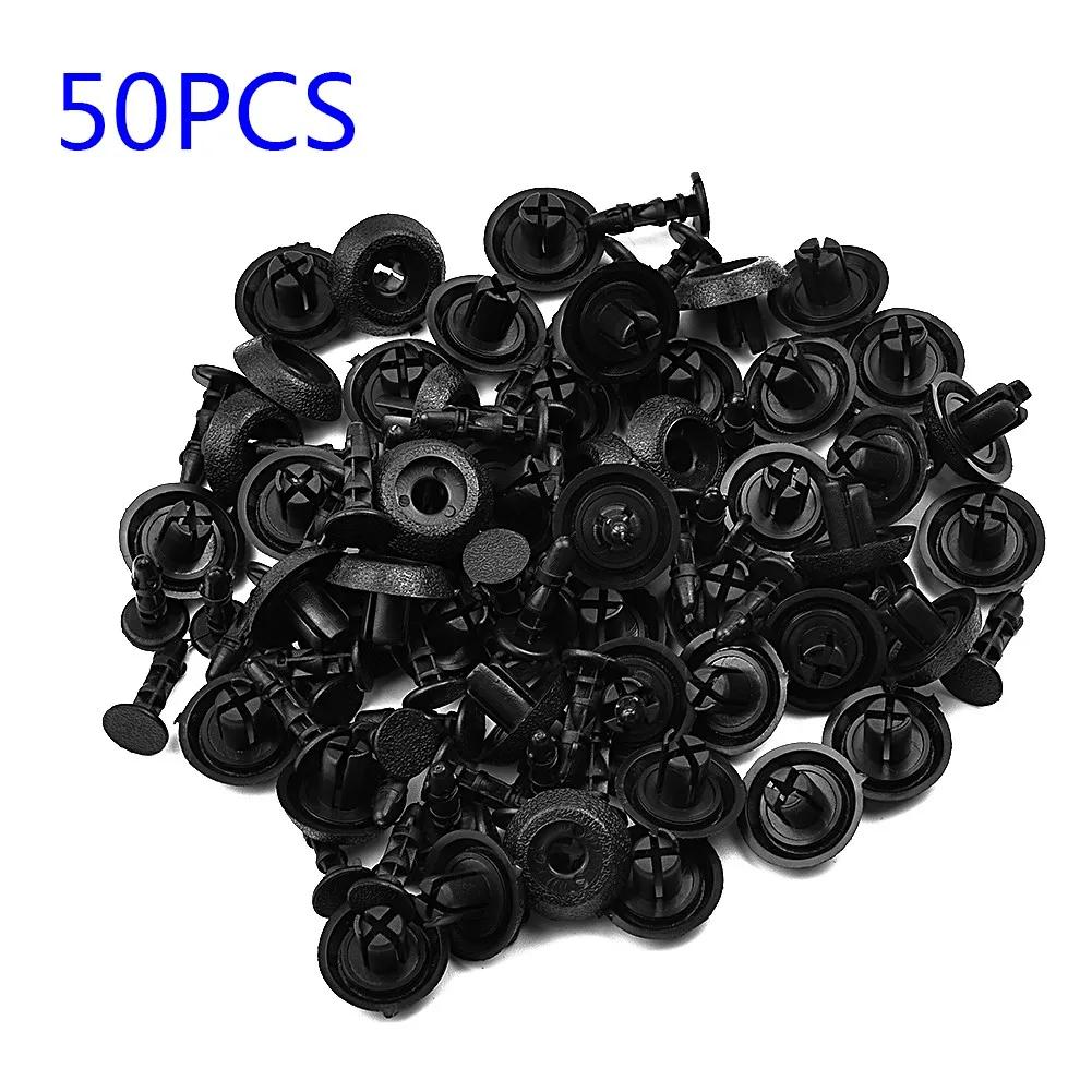 50pcs 7mm Hole Car Rivets Clips For Toyota-Camry-Highlander-Carola Black Plastic Fasteners Retainers Auto Parts & Accessories
