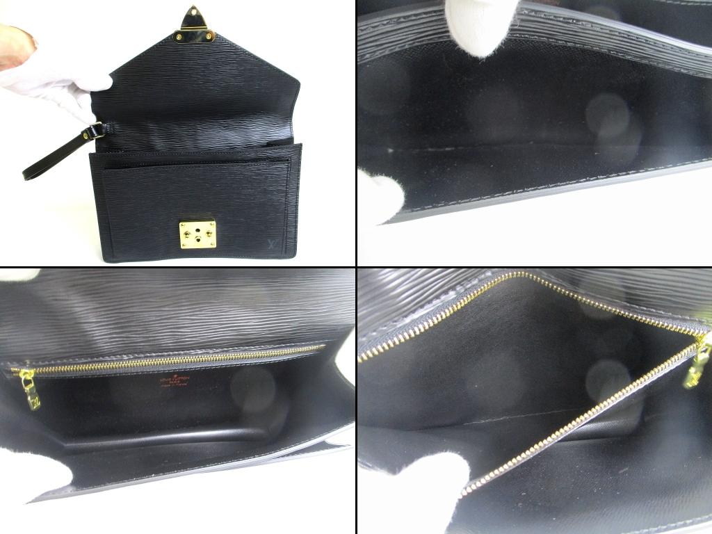 Оригинальная черная кожаная сумка-клатч LOUIS VUITTON Epi Sellier Dragonne #b107 Отреставрирована продавцом