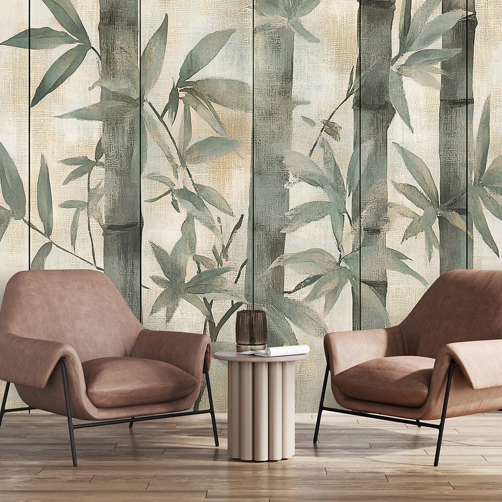 Wallpaper bamboo in shades of gray