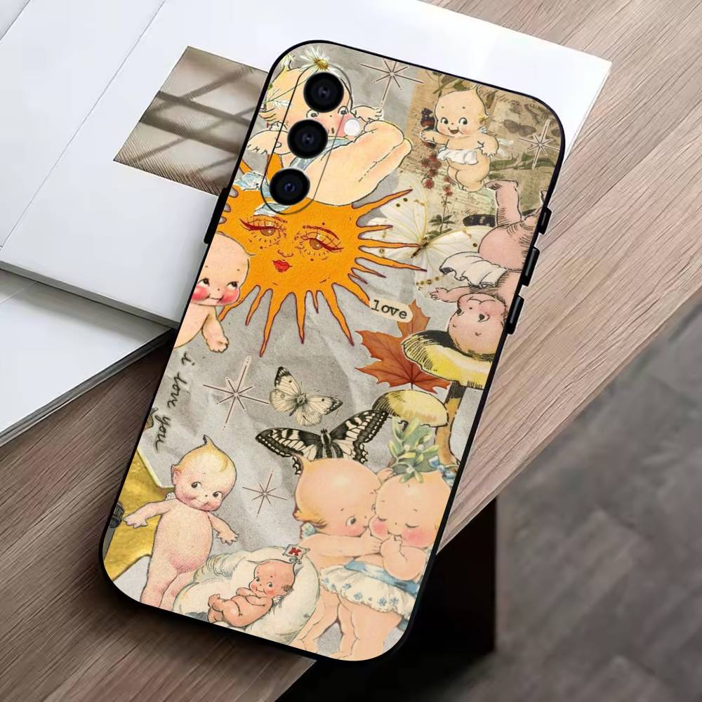 Lovely Kewpie Baby Phone Case Black Silicone Soft For Samsung Galaxy A73,A72,A71,A70,A53,A52,A51