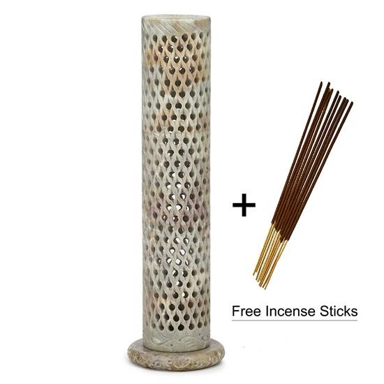 26.67 Cm Soapstone Marble Work Incense Holder Tea Light Candle Holder Diffuser Agarbaati Stands Free 6 Incense Sticks