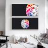 Animal Oil Painting Color Cartoon Lion Head Abstract Art Canvas Painting Living Room Corridor Office Home Decoration Mural No Frame