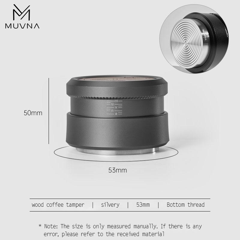Темпер для эспрессо MUVNA V2, Кофейный темпер с медленным возвратом и основанием из нержавеющей стали с волнистым рисунком для портафильтров 51 мм/53 мм/58 мм