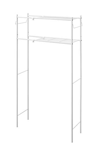 Pearl Metal Складная стойка для белья с полотенцесушителем, регулируемой шириной и регулируемой высотой нижней полки, матовая белая, стильная, N-7751