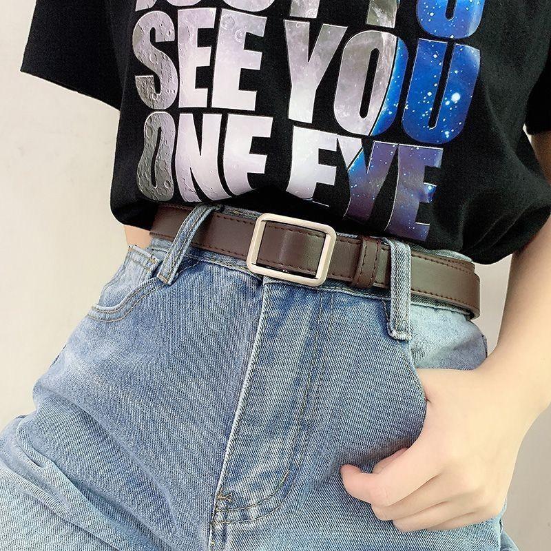 Винтажный черный женский ремень Легкий модный простой материал из ПУ для стильных нарядов