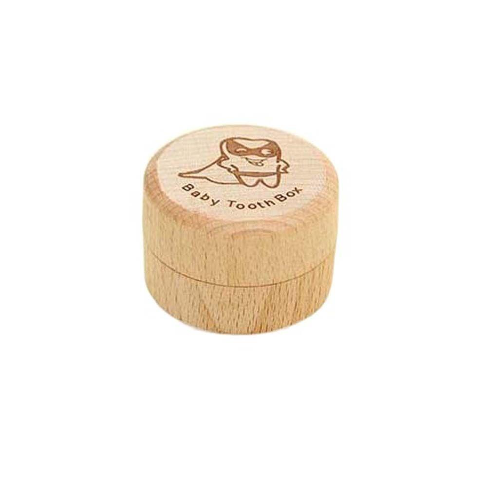 Primary Teeth Wood Baby Tooth Box Baby Teeth Save Tooth Fairy Box Round Deciduous Tooth Case  Kids