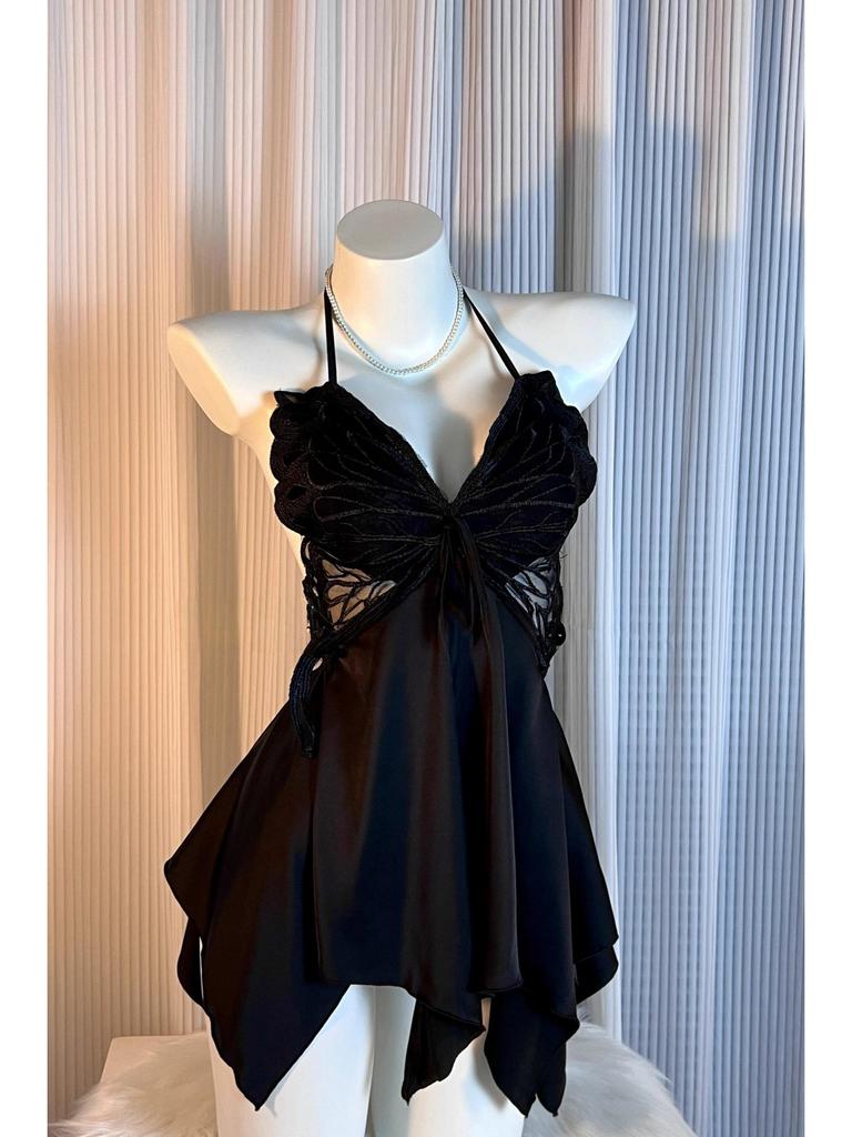 Пикантная ночная сорочка с нагрудными подушечками: Сексуальная, высококачественная домашняя одежда из ледяного шелка для женщин, осень-зима, больших размеров, в стиле чистой страсти с бантом.