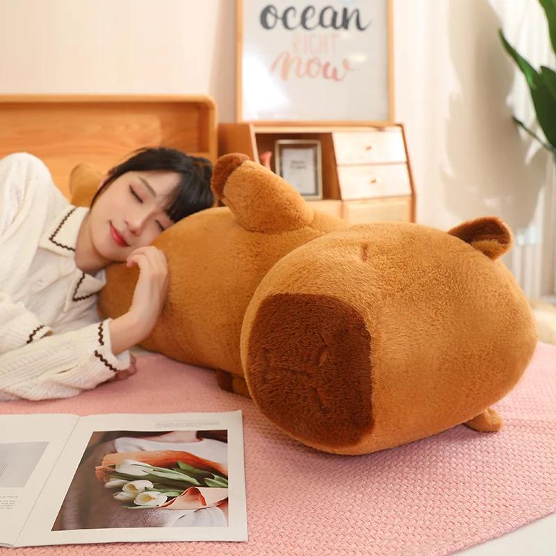 90-120cm Cartoon Strip Capybara Plush Doll Pillow Quality Soft Capybara Plush Toy Hug for Girlfriend's Birthday Present.
