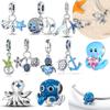 Original Copper Blue Octopus Tail Starfish Animal Seahorse Beads Charm Fit Bracelet Women Anniversary Gift Accessory Jewelry