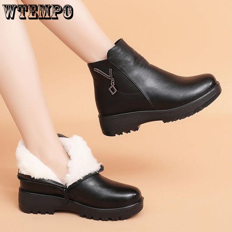 Женские плюшевые теплые кожаные ботинки из мягкой кожи, нескользящие короткие ботинки на мягкой подошве на плоской подошве, утепленная зимняя обувь