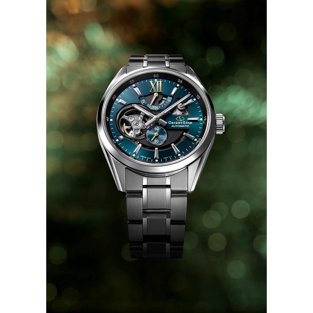 [ORIENT STAR] Мужские автоматические часы с современным скелетонизированным японским механизмом, открытым сердцем, зеленым циферблатом RK-AV0114E, 2 года гарантии
