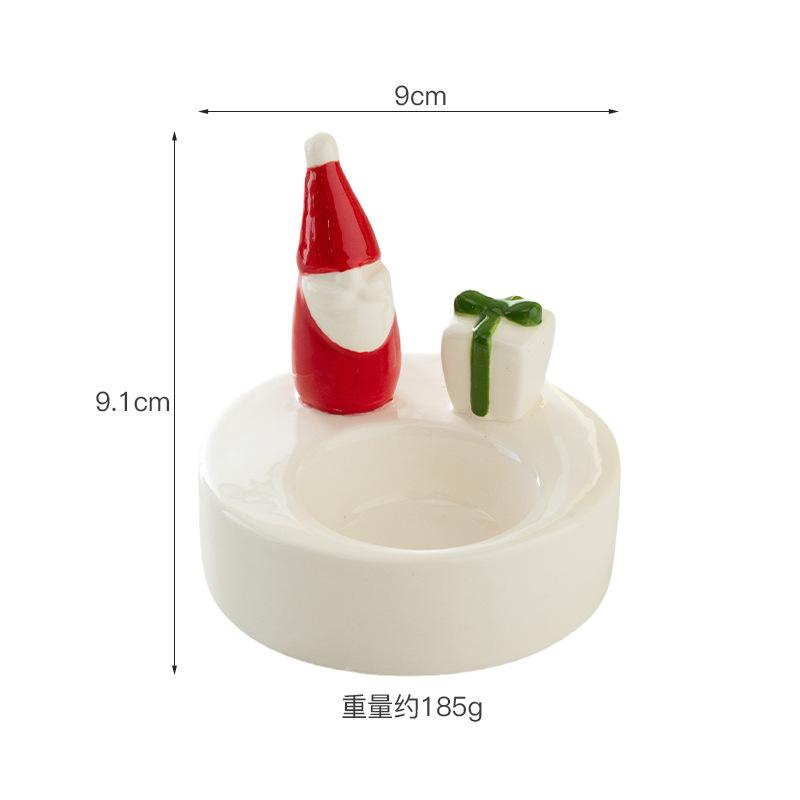 Elegant Christmas Candle Holder for Home Decor Ceramic Santa Claus Tealight Candles Holder for Christmas Table Centerpiece
