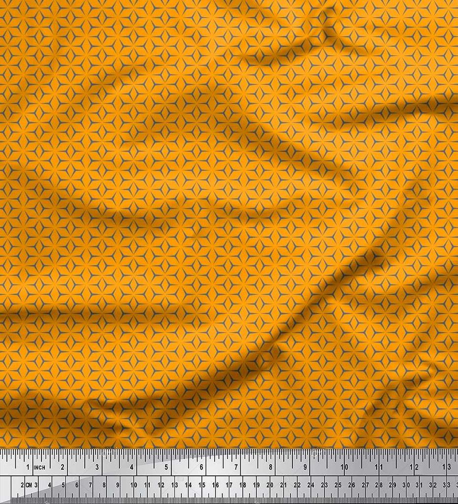 Soimoi Japan Crepe Satin Fabric Geometric Small Print Sewing Fabric Metre 42 Inch