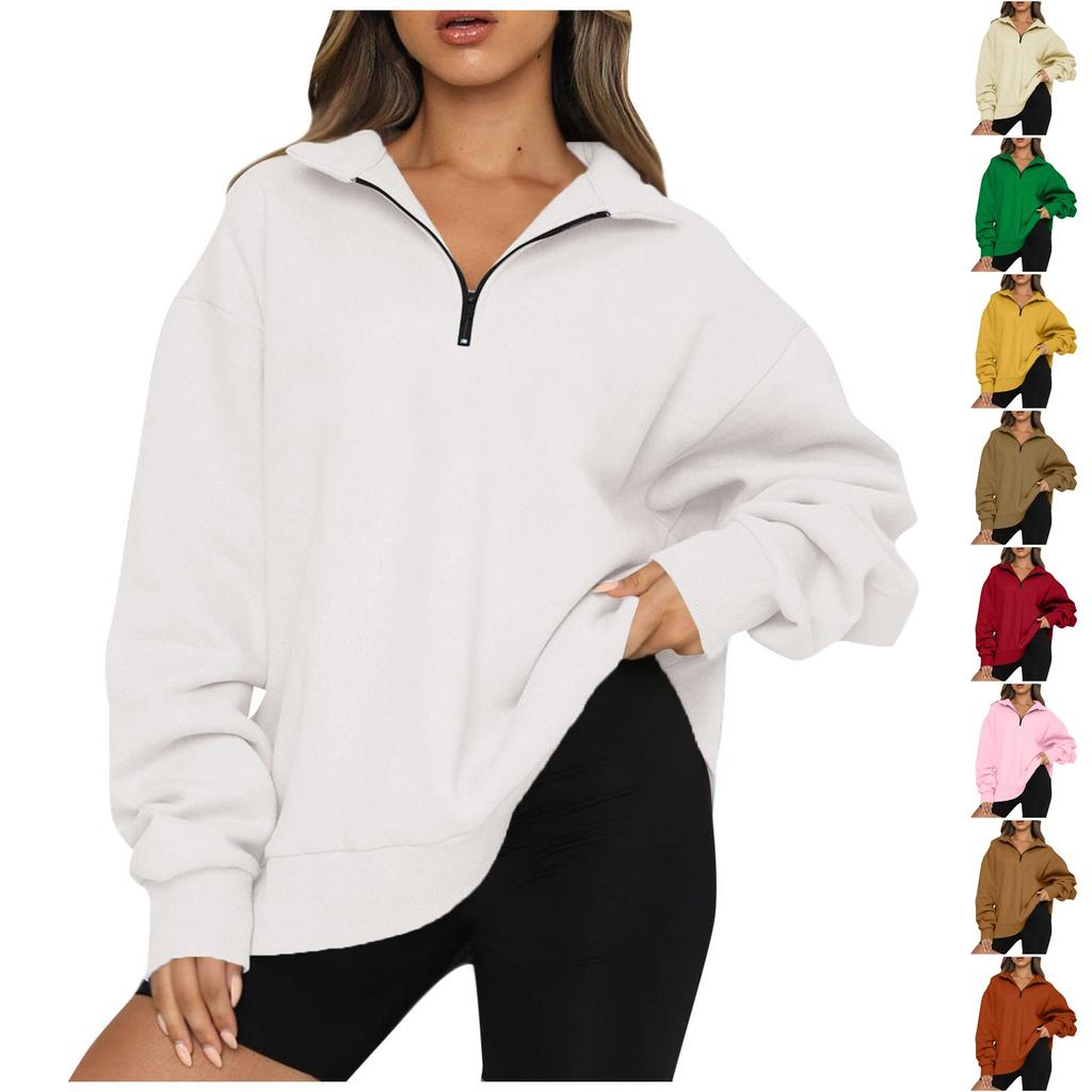 Женская повседневная модная однотонная толстовка на молнии с длинными рукавами, топ