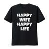 Женская футболка Happy Wife Life Черная Маленькая Винтажная Стирка Слегка Уличный Стиль Стильная Эластичная Homme Удобная Унисекс