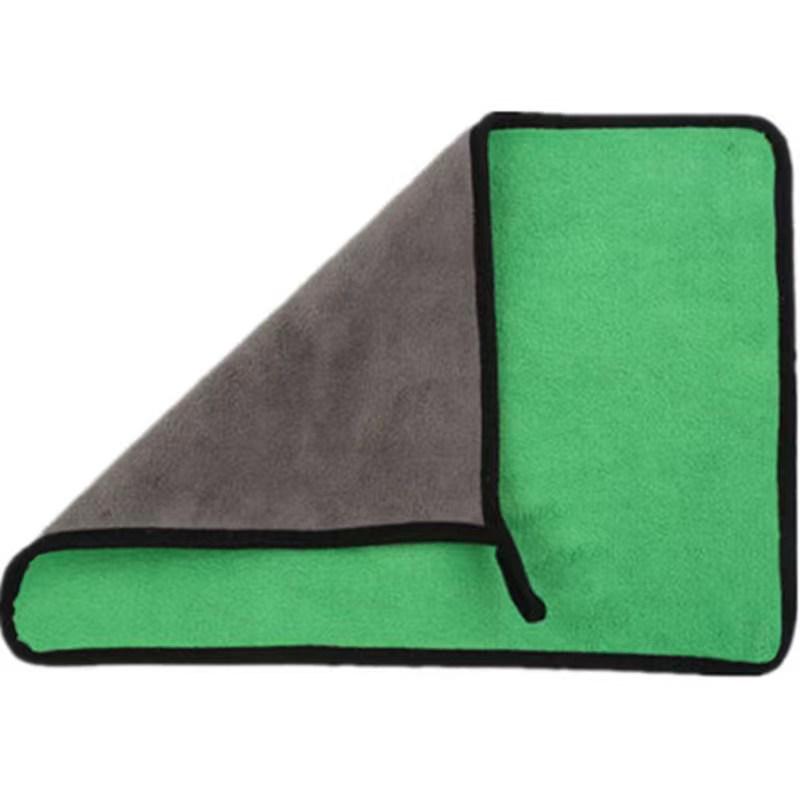 Double-Sided Thickened Coral Fleece Car Wash Towel, Gray Yellow, High Absorbency for Car and Home Use