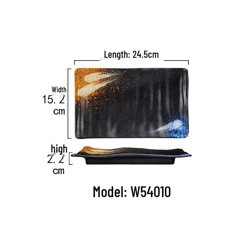 Japanese Melamine Rectangular Barbecue Side Dish Plate - Imitation Porcelain, Creative and Drop-Resistant for Hot Pot and Restaurants