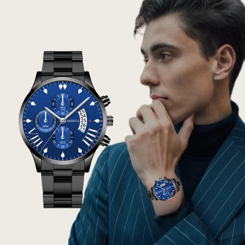 Мужской роскошный ремешок для часов Круглый циферблат Мужские роскошные кварцевые часы для деловой активности Подарок однокласснику