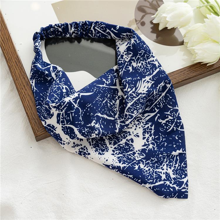 Summer Women Solid Color Head Scarf Vintage Triangle Bandanas Chiffon Elastic Hairbands Children Girl Headbands Hair Accessories