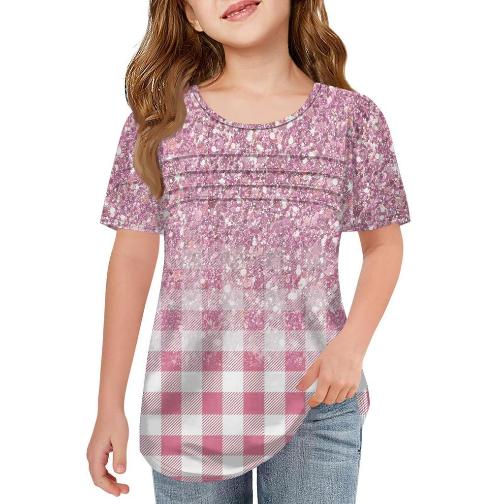 Детские футболки-поло Летнее пальто для отдыха с короткими рукавами Футболка с круглым воротником и принтом