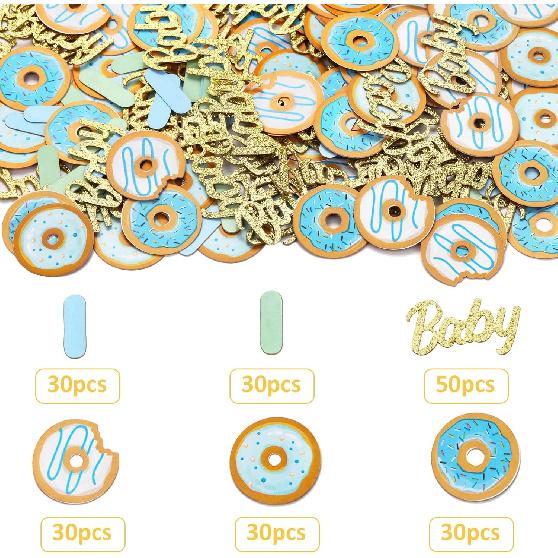 JOYMEMO 200 Pieces Donut Sprinkled With Love Confetti for Boy, Baby Shower Decorations, Baby Blue Donut Table Sprinkles Party Supplies
