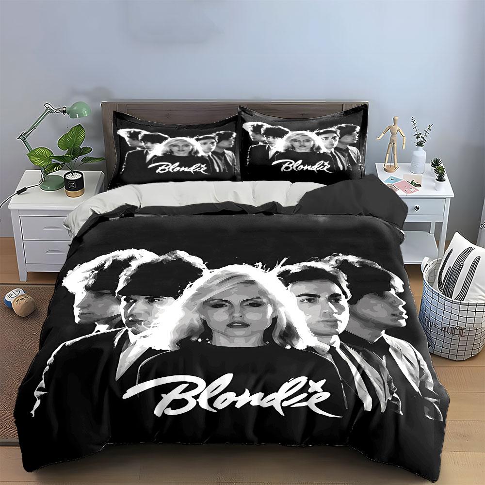 Blondie Band Black & White Style Bedding Duvet Cover Set Duvet Cover Pillowcases (1*Duvet Cover 2*Pillowcases, without duvet insert)
