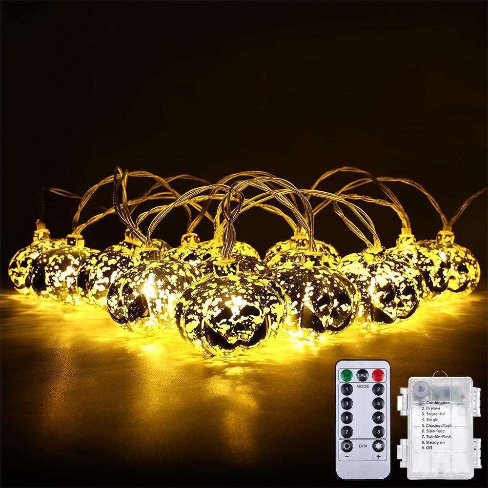 Светодиодные тыквенные огни Хэллоуинские украшения для вечеринок Череп гирлянды Бар Пульт дистанционного управления