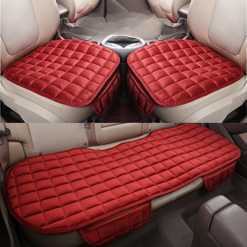 Подушка для сиденья автомобиля универсальная зимняя плюшевая монолитная подушка для короткошерстной собаки комплект из трех частей утолщенная теплая подушка для заднего сиденья
