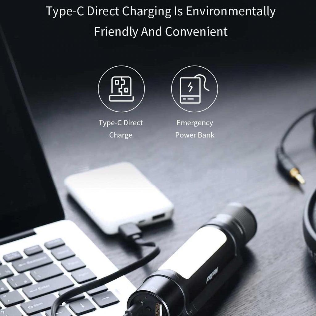 Xiaomi Фонарик NEXTOOL 6-в-1, 1000 лм, двойной светильник, масштабируемая сигнализация, USB-C, перезаряжаемый мобильный аккумулятор, электрический фонарик для кемпинга