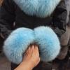Манжеты из натурального лисьего меха Нарукавники Зимние Плюшевые Ветрозащитные Женские Манжеты на Запястье Рукава Перчатки Помпон Браслет Браслет на Запястье Аксессуар для Рукавов