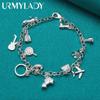 925 Sterling Silver Airplane Bell Car Fish Guitar Shoe Lock Ring Lollipop Chain Bracelet Fashion Jewelry