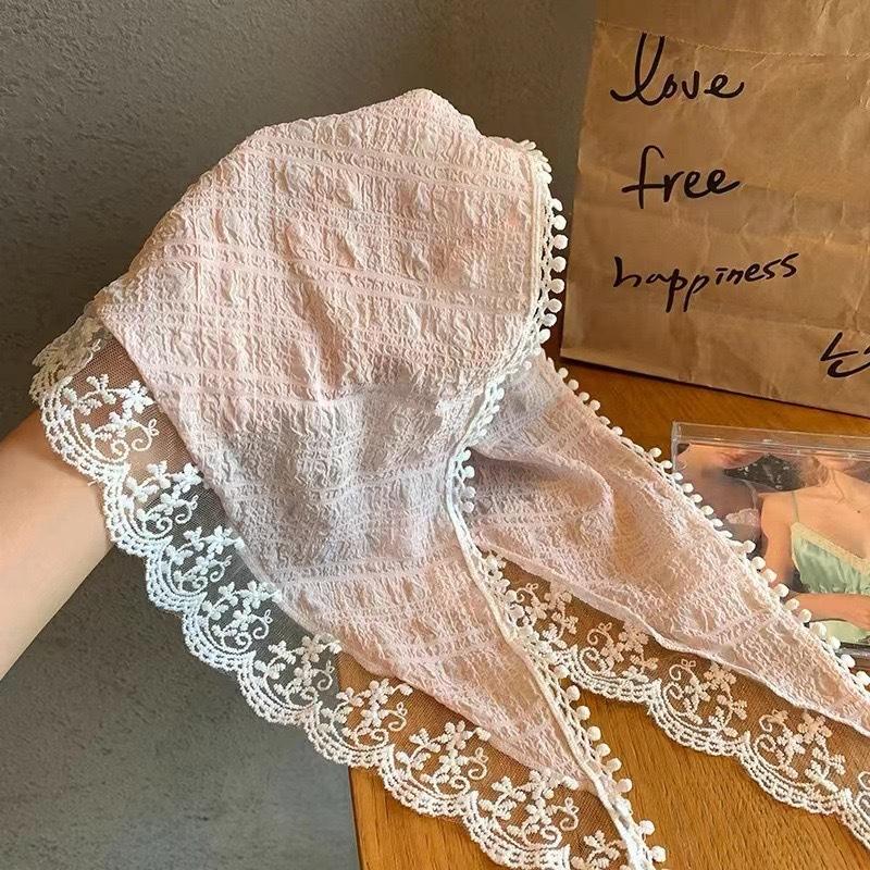 1 Pcs Fashion Pink Lace Flower Bandanas Hair Scarf For Women Girls Party Hair Accessories