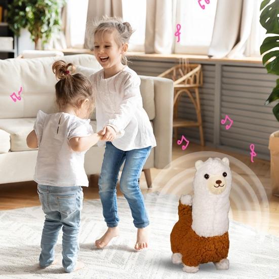 Interactive Robotic Alpaca Lifelike Walking Sounding Stuffed Animal Realistic Alpaca Plush Doll for Pet Lovers