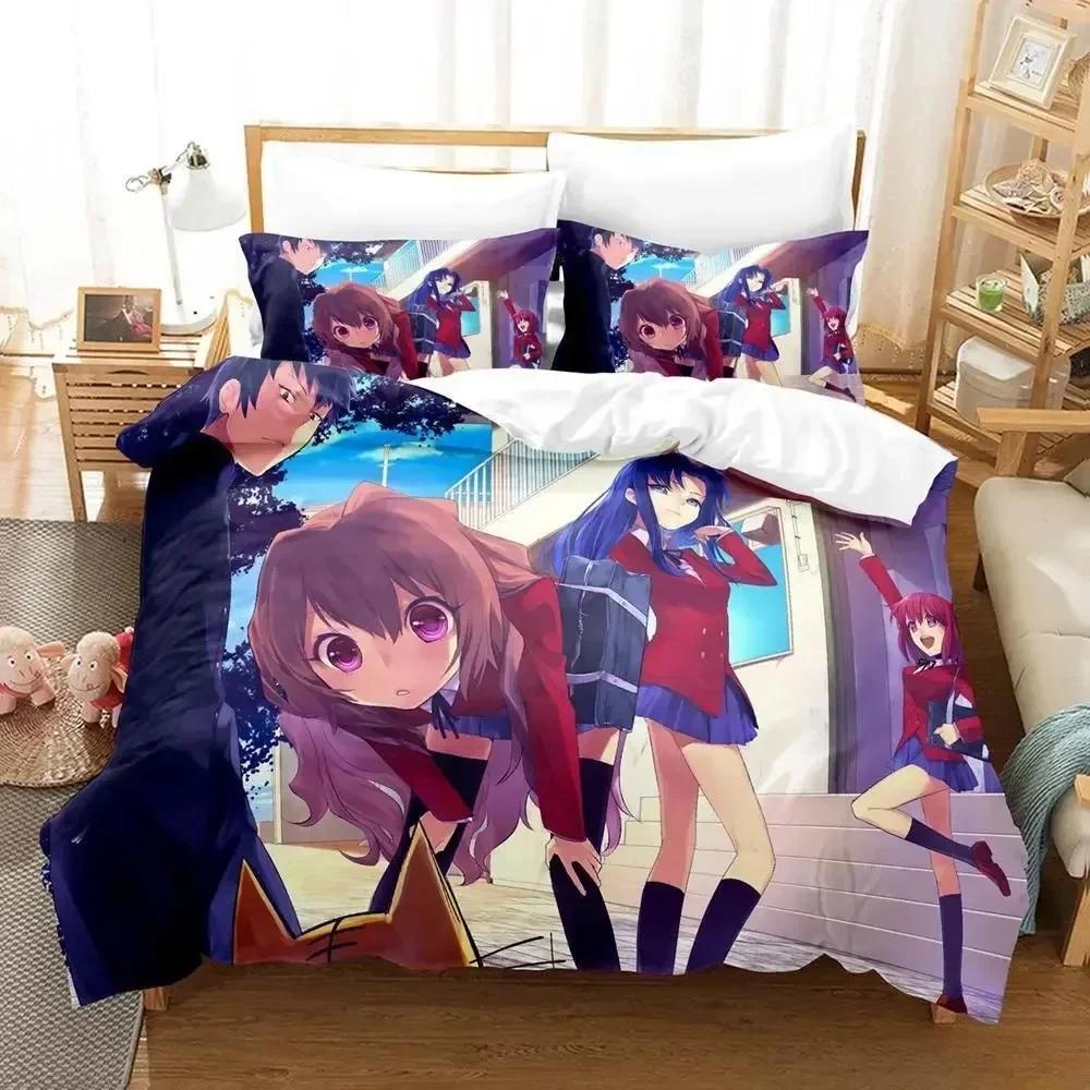 Одеяло Новый Набор Постельного Белья Toradora Мультяшное Аниме Трех peças Набор Взрослый Ребенок Спальня S 3D Кавайи Девочки Постельное Белье Двуспальное