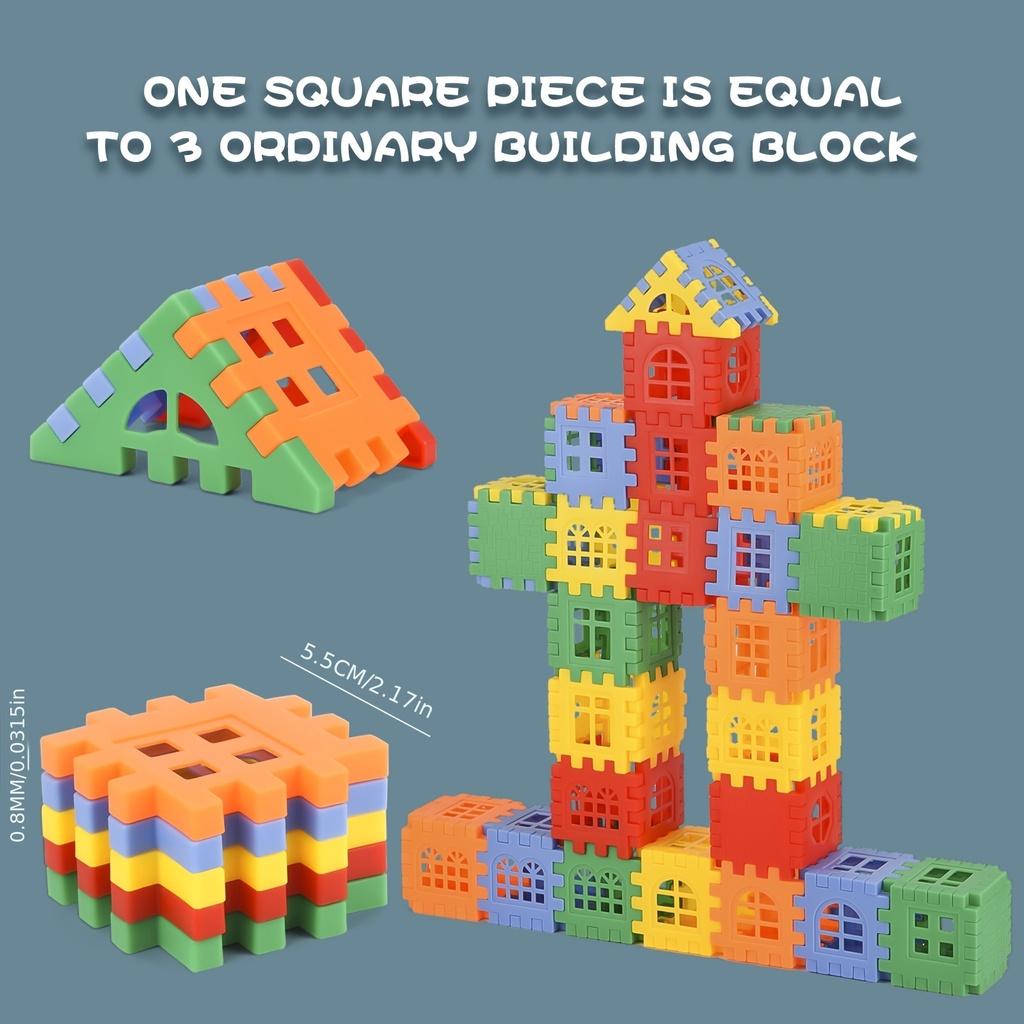 56pcs/set Plastic Square Building Blocks Early Education Digital Five-color Building Blocks DIY Toys For Building A House