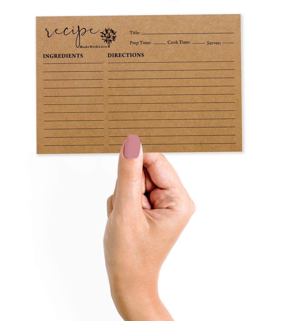 Inkdotpot Карточки с рецептами 4x6 дюймов (Набор из 50) , Толстые двухсторонние карточки премиум-класса - белые карточки для заметок с рецептами в современном стиле