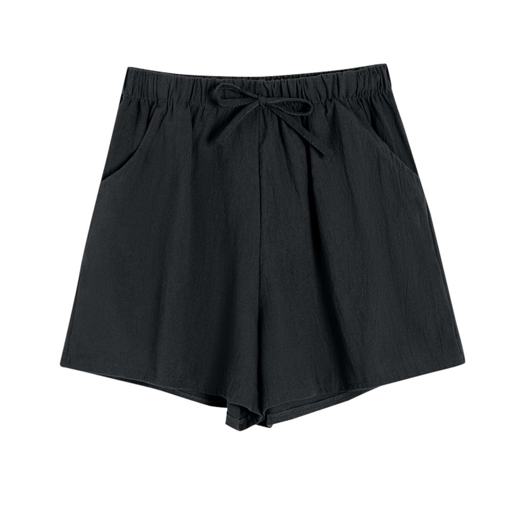 Женские однотонные повседневные спортивные шорты из льна, хлопка и конопли