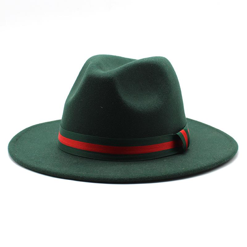 Big Eave Hat Fashion Flat Top Hat Men'S And Women'S Woolen Jazz Hat
