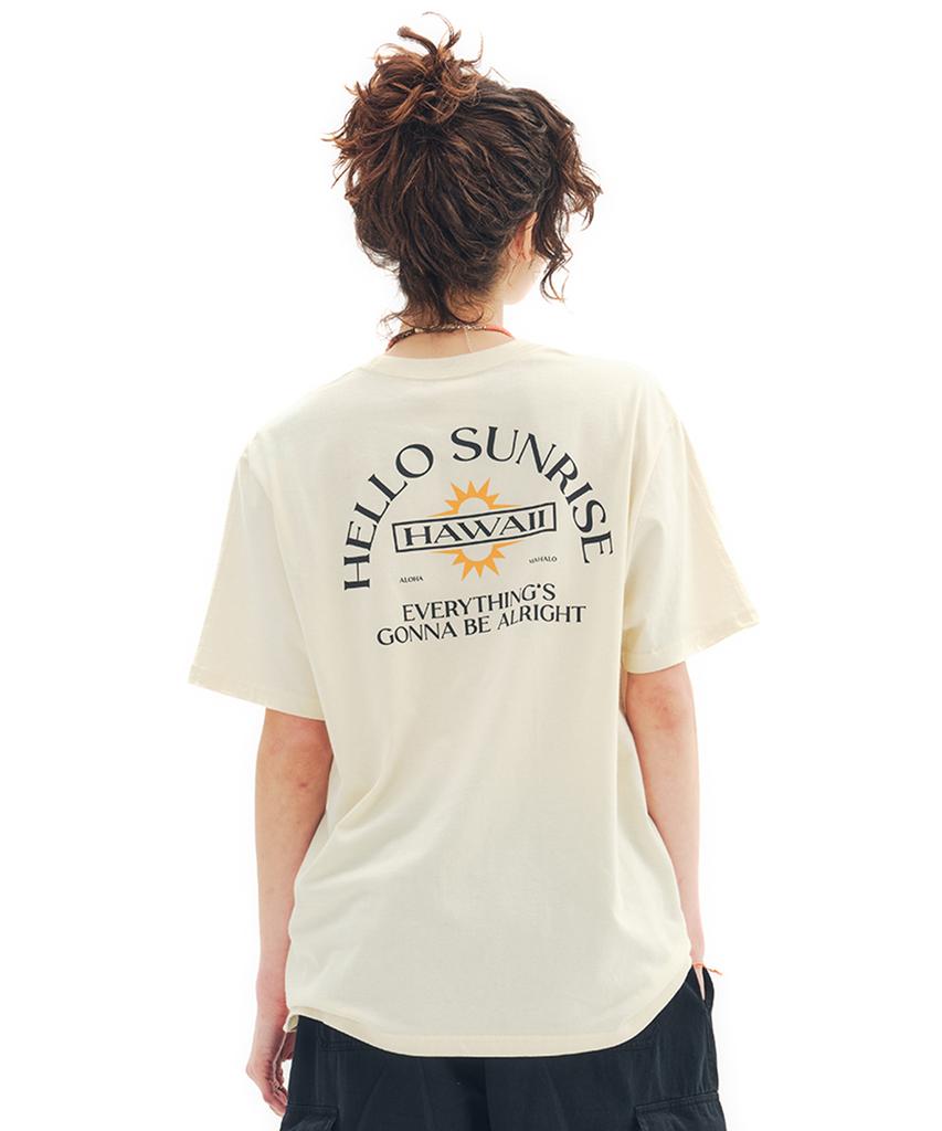 HELLO SUNRISE Hawaii Arch Logo Tee_Cream