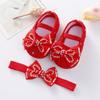 Spring Autumn Cotton Babes Girls Rhinestones Butterfly-knot First Walkers For Newborn Toddler Crib Shoes Soft Sole Casual Shoes