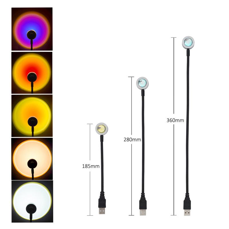 Sunset Lamp USB Rainbow Projector Atmosphere Night Light Home Decoration Pography Lighting Coffee Shop Wall Decor Lamp
