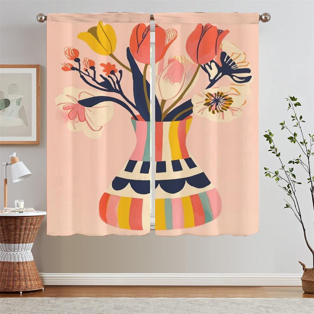 Огненно-красные тюльпаны кухонные шторы салон 2 дешевые штуки спальня шторы блэкаут для гостиной жалюзи штора для ванной дома