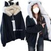 Унисекс Ретро Хлопковая Куртка с Кошачьими Ушками - Теплая, С Капюшоном и Модная Зимняя Одежда