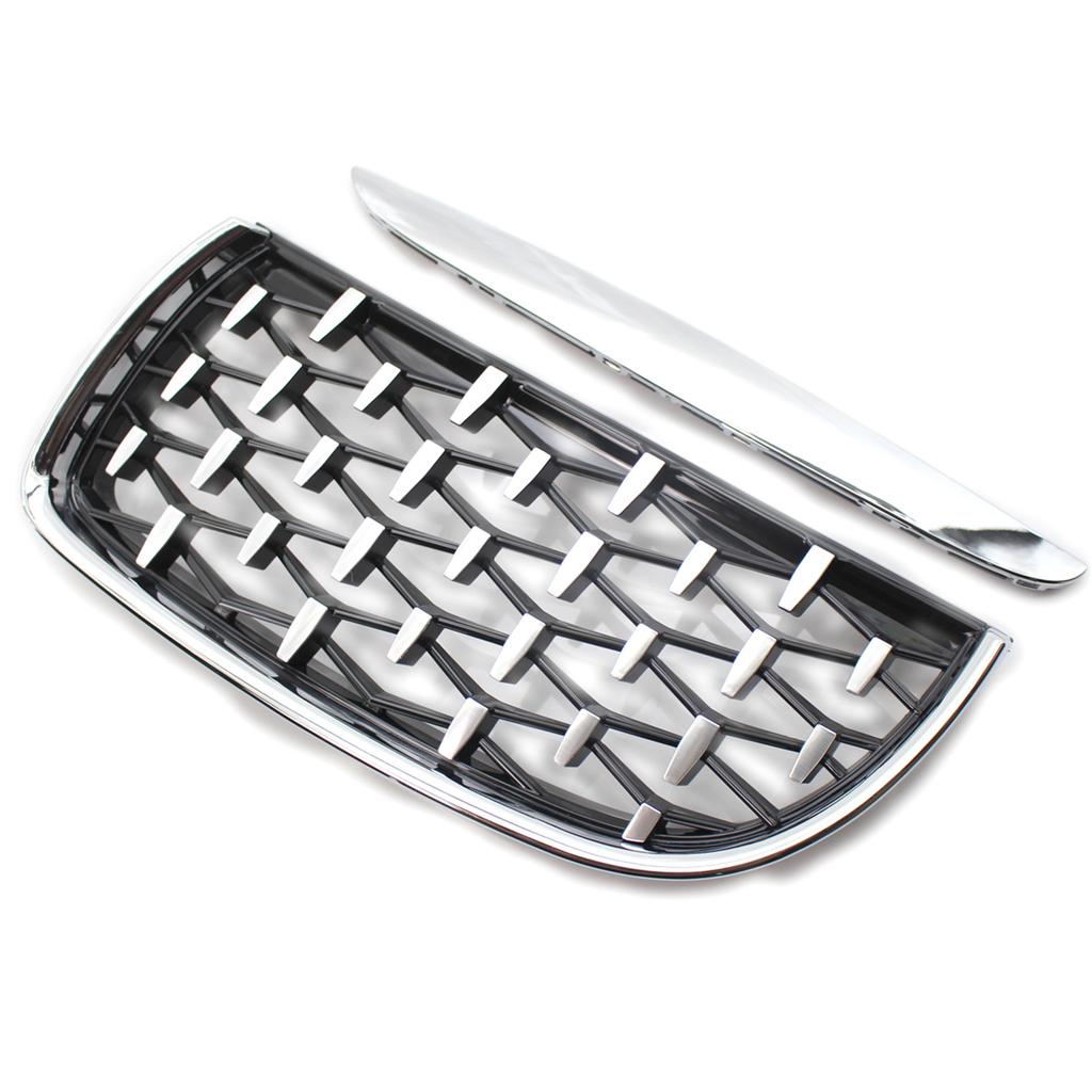 1 Paar Chrome Zilveren Auto Voorzijde Diamond Stijl Roosters Vervanging Racing Grills Onderdelen Voor Bmw 3 Serie 4 Deur E90 E91
