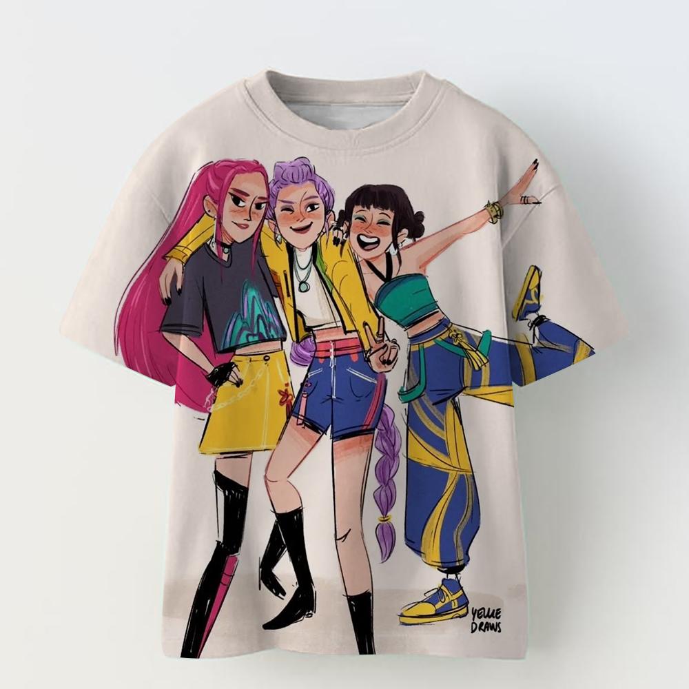 Детская футболка с 3D-принтом Kpop Demon Hunter, футболка с короткими рукавами, повседневная модная летняя женская аниме-одежда