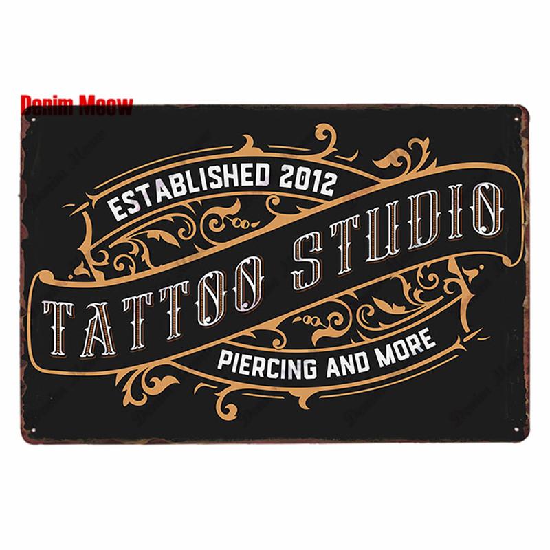 Классическая металлическая жестяная вывеска для студии татуировки, винтажная настенная художественная роспись, антикварный декор комнаты для салона татуировки, декор для дома в салоне, WY86